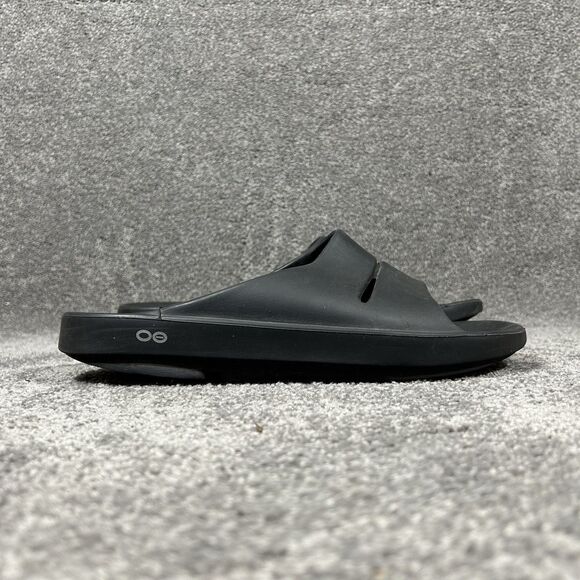 OOFOS OOahh Men’s Size 12 Black Gym Recovery Slip On Sandal Slides Used - Picture 6 of 12